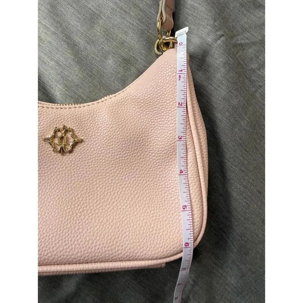 Nanette Lepore Pink & Gold Faux Zip Close Leather Compact Shoulder Bag - Picture 7 of 8